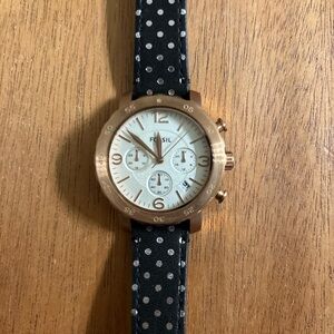 Women’s Fossil Black Polka Dot and Rose Gold Watch